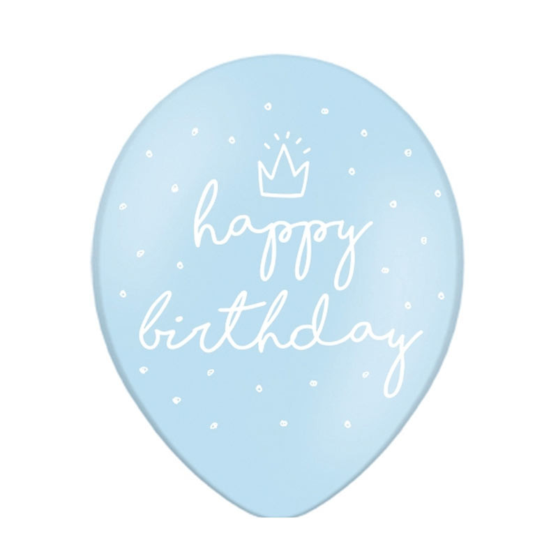 Ballons Latex « Happy Birthday » Bleu Pastel – PartyDeco