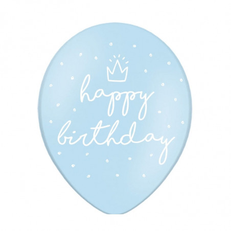 Ballons Latex « Happy Birthday » Bleu Pastel – PartyDeco