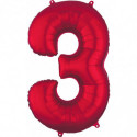 Ballon Alu Chiffre 3 Trois - Rouge Anagram