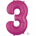 Ballon Alu Chiffre 3 Trois - Rose Fuchsia Anagram