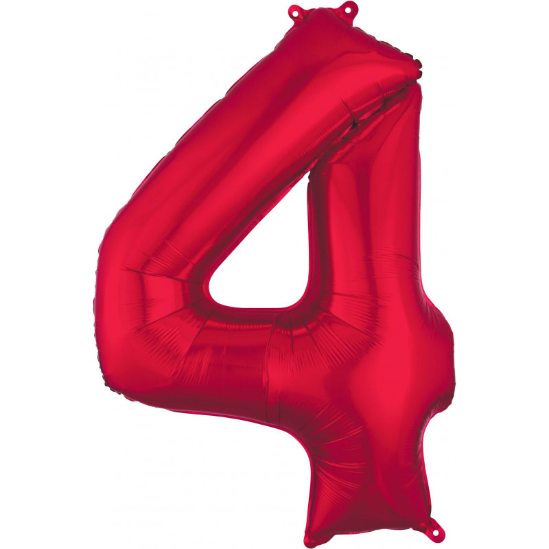 Ballon Alu Chiffre 4 Quatre - Rouge Anagram