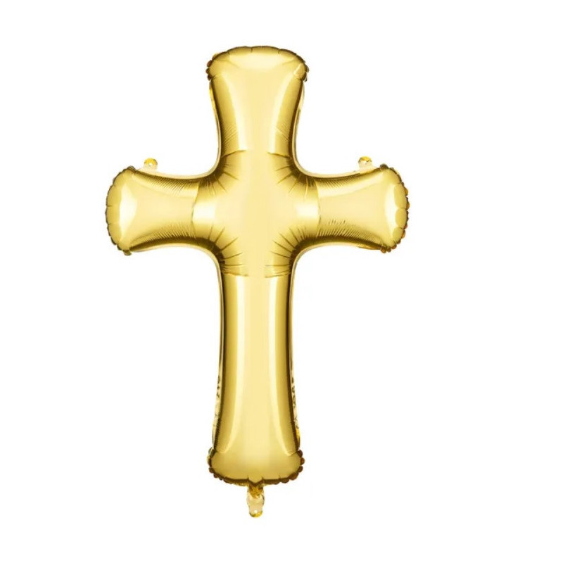 Ballon Mylar Croix Doré Chromé