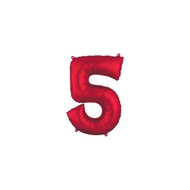 Ballon Alu Chiffre 5 Cinq - Rouge Anagram
