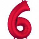 Ballon Alu Chiffre 6 Six - Rouge Anagram