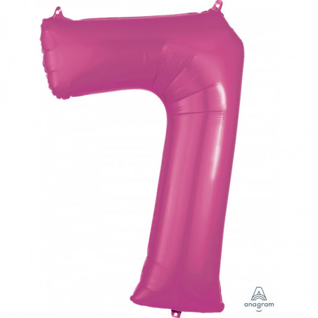 Ballon Alu Chiffre 7 Sept - Rose Fuchsia Anagram