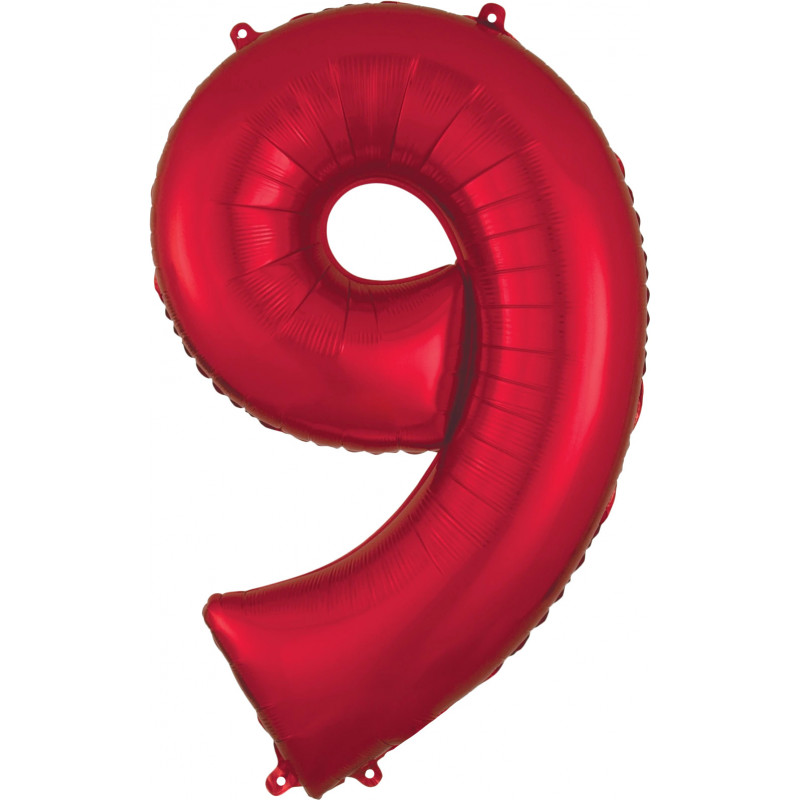Ballon Alu Chiffre 9 Neuf - Rouge Anagram