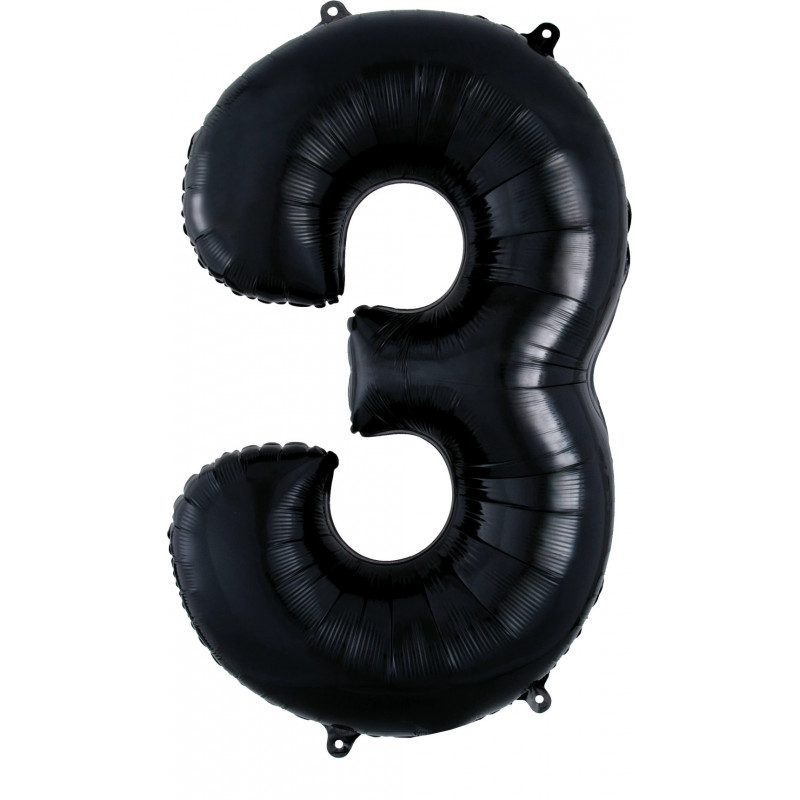 Ballon Alu Chiffre 3 Trois - Noir Anagram