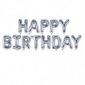 Ballons Mylar Lettres Argent "Happy Birthday"