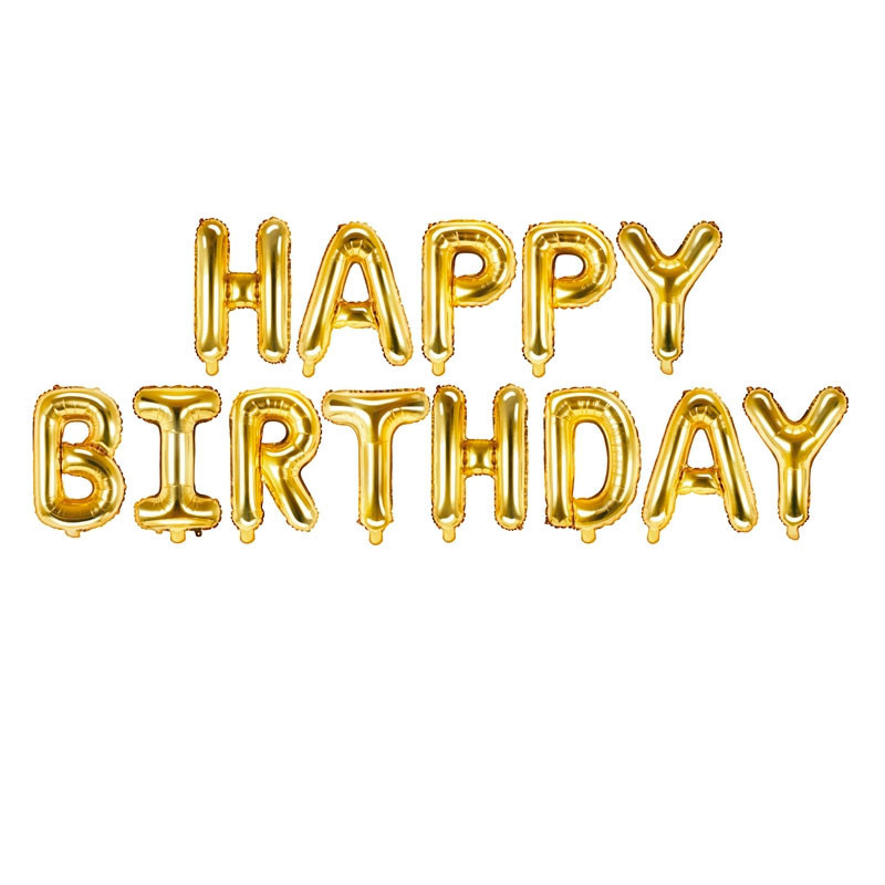 Ballons Mylar Lettres Happy Birthday Doré Brillant
