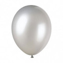 100 Ballons Latex Argent Nacré 30 cm – Party Deco
