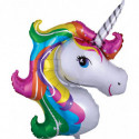 Ballon Alu Tête de Licorne Arc-en-Ciel