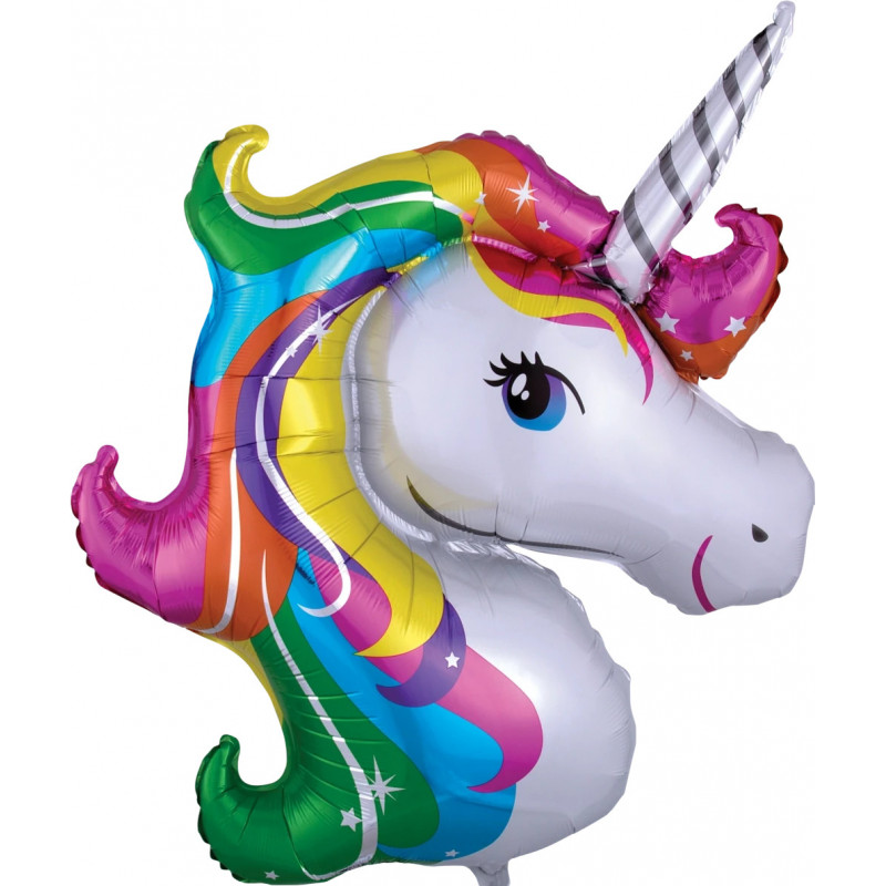 Ballon Alu Tête de Licorne Arc-en-Ciel