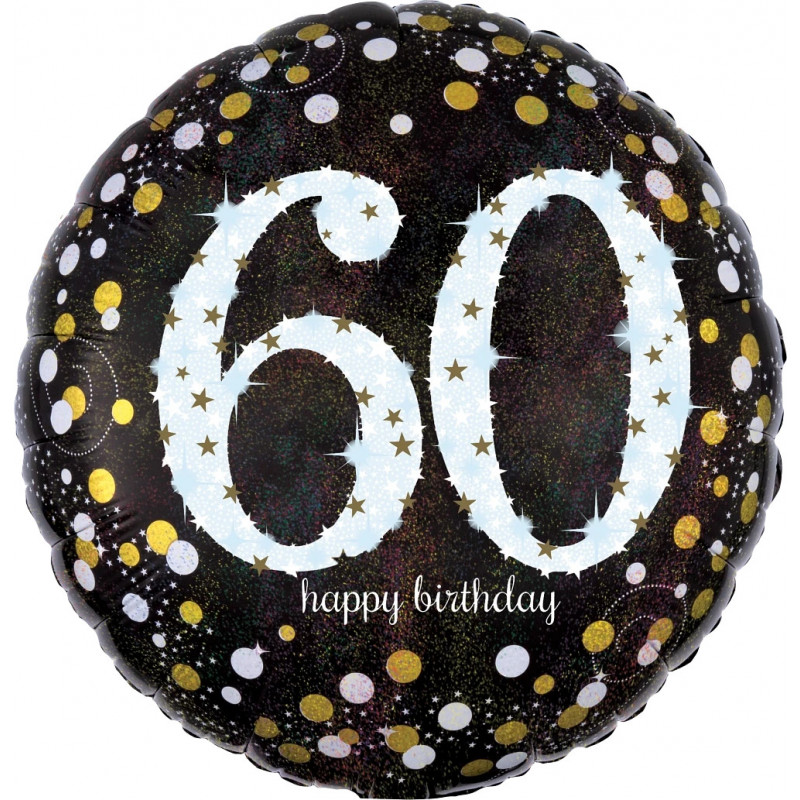 Ballon Rond Confetti Anniversaire 60 ans