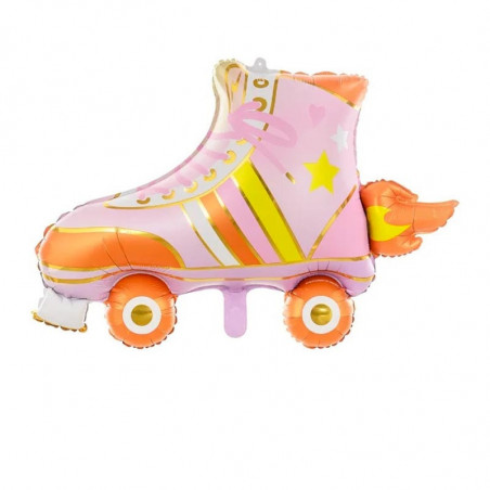 Ballon Aluminium XL Mylar – Patin à Roulette Roller – Orange, Jaune et Rose – 74 x 51 cm – PartyDeco