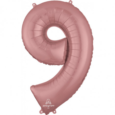 Ballon Alu  Chiffre 9 Neuf - Rose Gold Anagram
