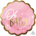 Ballon XL Bébé Fille Rose Baby Girl Rose et doré Anagram