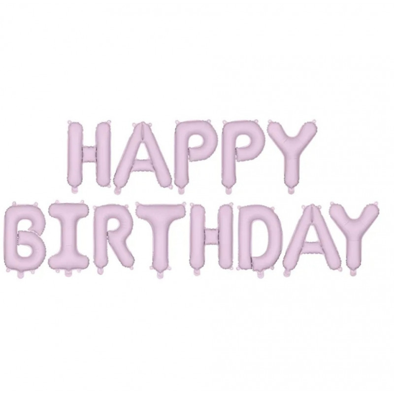 Ballons Lettres Happy Birthday Parme Pastel Mat