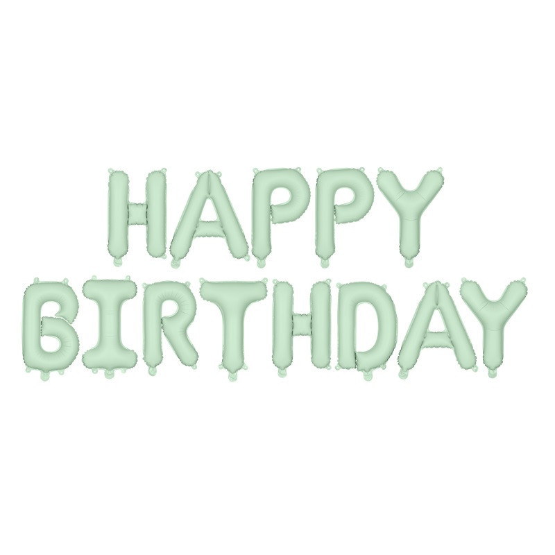 Ballons Lettres Happy Birthday Vert Pastel Mat