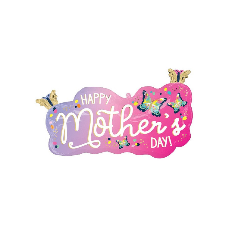 Ballon XL Fête des Mères - Happy Mother's Day Papillons Supershape