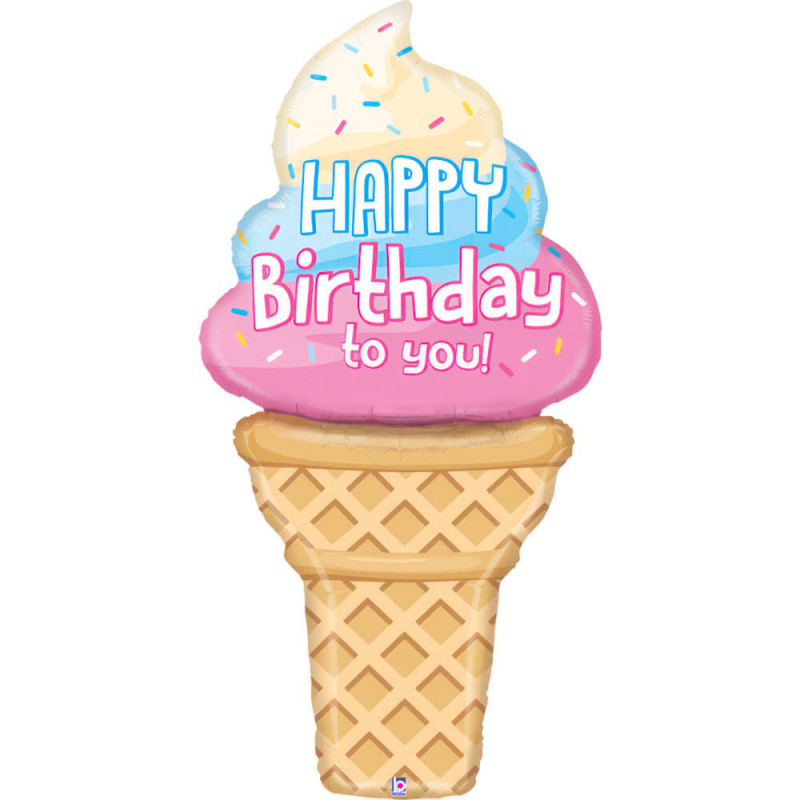 Ballon XL Cornet de Glace Pastel – "Special Delivery on Your Birthday" – 71 x 145 cm – Grabo Special Delivery Ice Cream