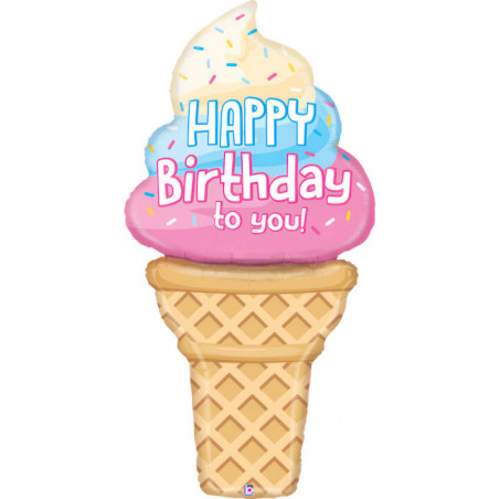 Ballon XL Cornet de Glace Pastel – "Special Delivery on Your Birthday" – 71 x 145 cm – Grabo Special Delivery Ice Cream