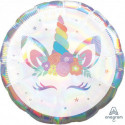 Ballon Rond Tête de Licorne Holographique