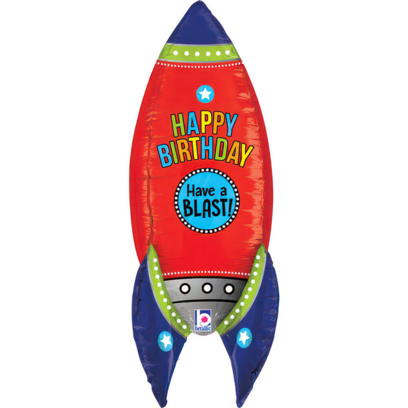 Ballon Fusée Rouge Happy Birthday Blasting Birthday Rocket – Grabo