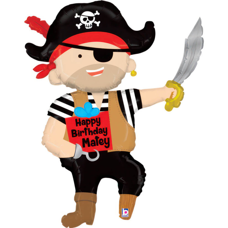 Ballon Alu XL Pirate "Happy Birthday Matey" Pirate Birthday - Grabo