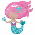Ballon XL Sirène Rose et Bleu caraibes Décoration de fête