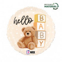Ballon Alu Rond Hello Baby avec Teddy Ourson – Grabo