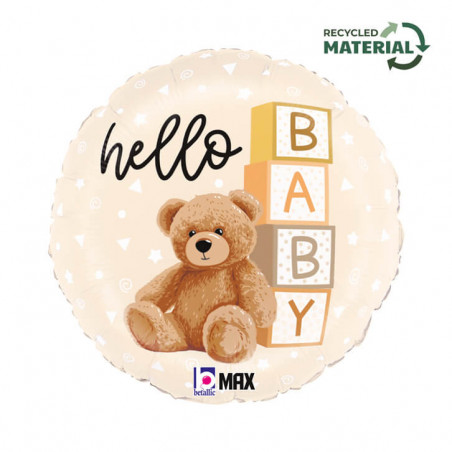 Ballon Alu Rond Hello Baby avec Teddy Ourson – Grabo