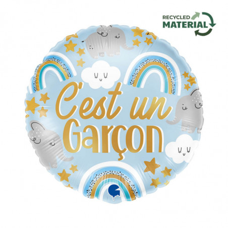 Ballon Alu Rond "C’est un garçon" – Bleu – Grabo