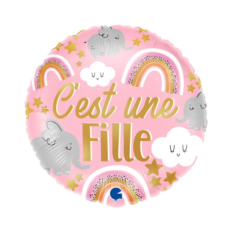 Ballon Alu Rond "C’est une fille" – Rose – Grabo