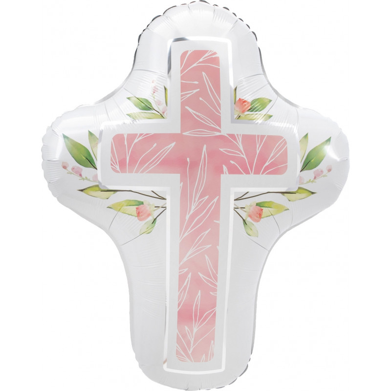 Ballon XL Croix Rose Baptême et Communion Anagram