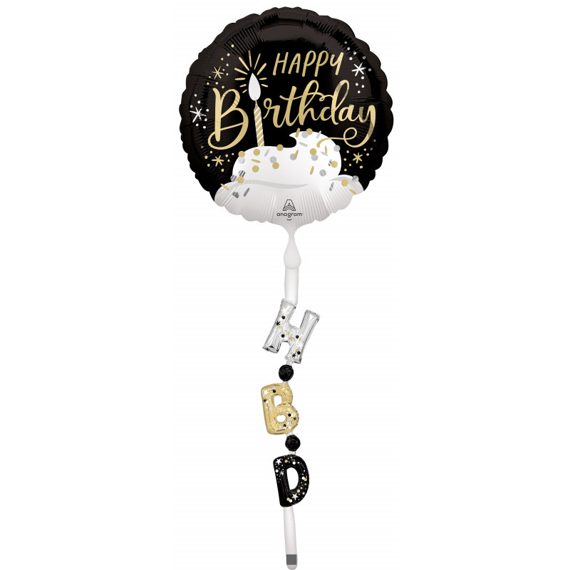 Ballon AirWalkers Anniversaire Noir Argent Doré Nouvelle Génération