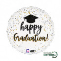 Ballon Rond Confettis & Chapeau de Graduation – 45 cm – Grabo
