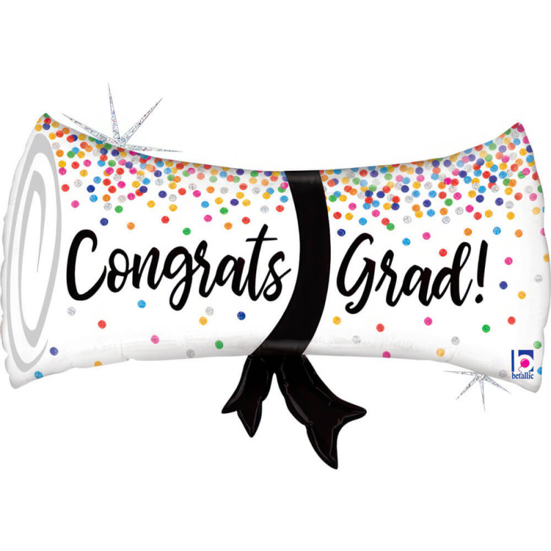 Ballon Alu XL "Happy Graduation" Diplôme avec Confettis Grad Confetti Diploma – Grabo