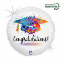 Ballon Rond Félicitations Graduation Chapeau Effet Peinture – Painterly Grad Congrats – Grabo