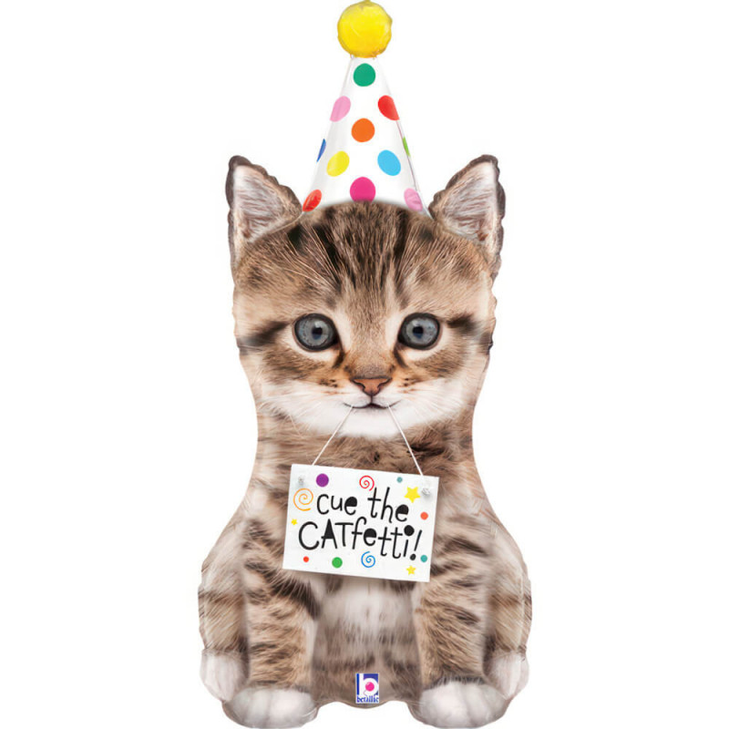 Ballon Alu Anniversaire Chat – Cue The Catfetti Cat – Grabo