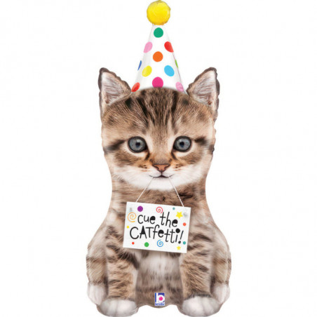 Ballon Alu Anniversaire Chat – Cue The Catfetti Cat – Grabo