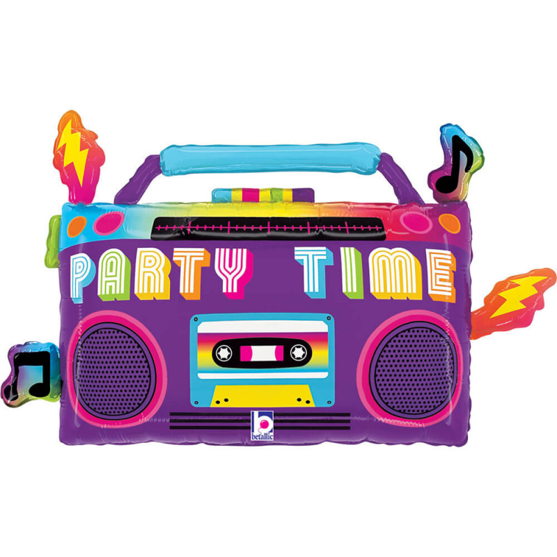 Ballon Alu XL Radio Cassette Party Time Box – Thème Musique Disco – Grabo Box