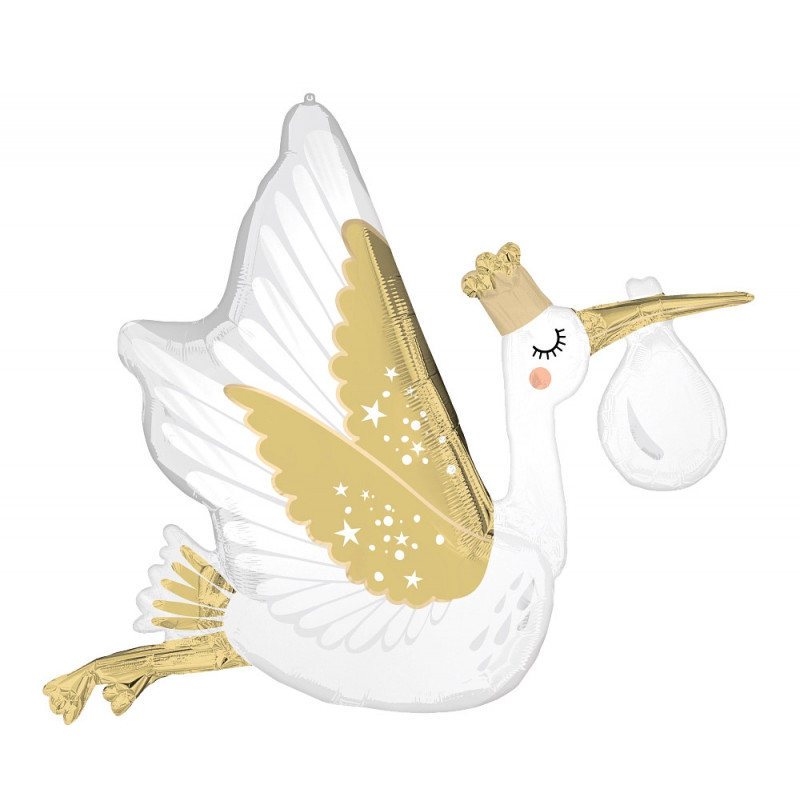Ballon XL Cigogne Blanche Special Delivery Baby Anagram