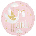 Ballon Rond Cigogne Fille Special Delivery Baby Girl