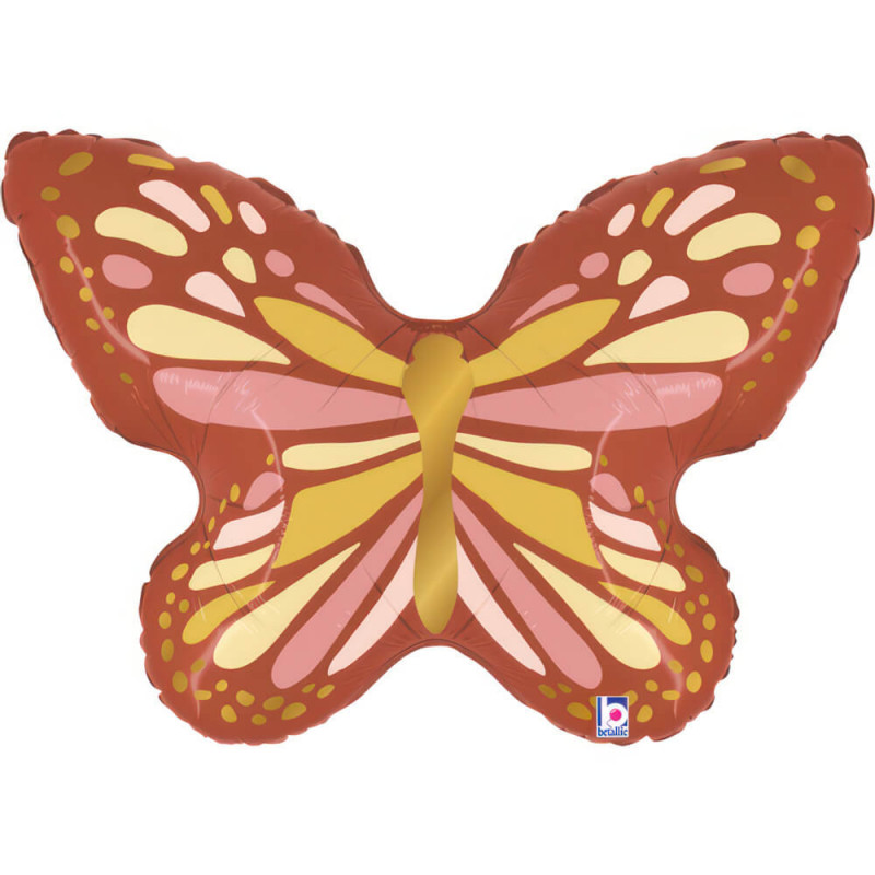 Ballon Mylar Papillon Boho Marron & Doré Boho Butterfly - Grabo