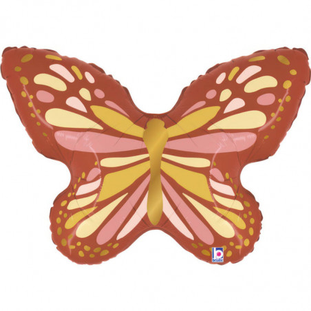 Ballon Mylar Papillon Boho Marron & Doré Boho Butterfly - Grabo