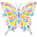 Ballon Mylar Papillon Multicolore Holographique Pastel Butterfly - Grabo
