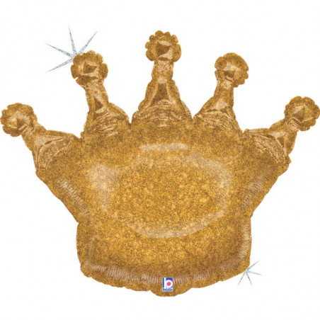 Ballon XL Couronne Diadème Doré Effet Glitter Glittering Crown – Grabo