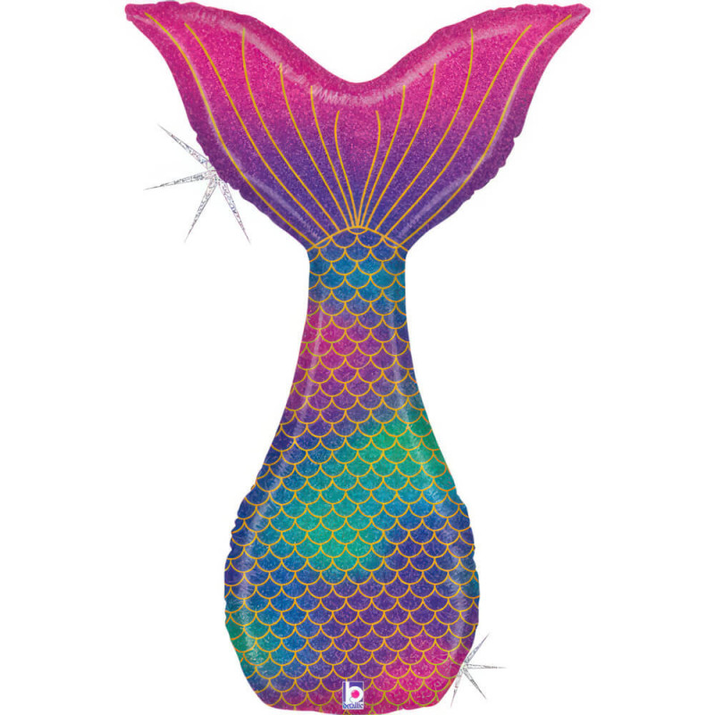 Ballon Alu XL Queue de Sirène Holographique Glitter Mermaid Tail – Grabo