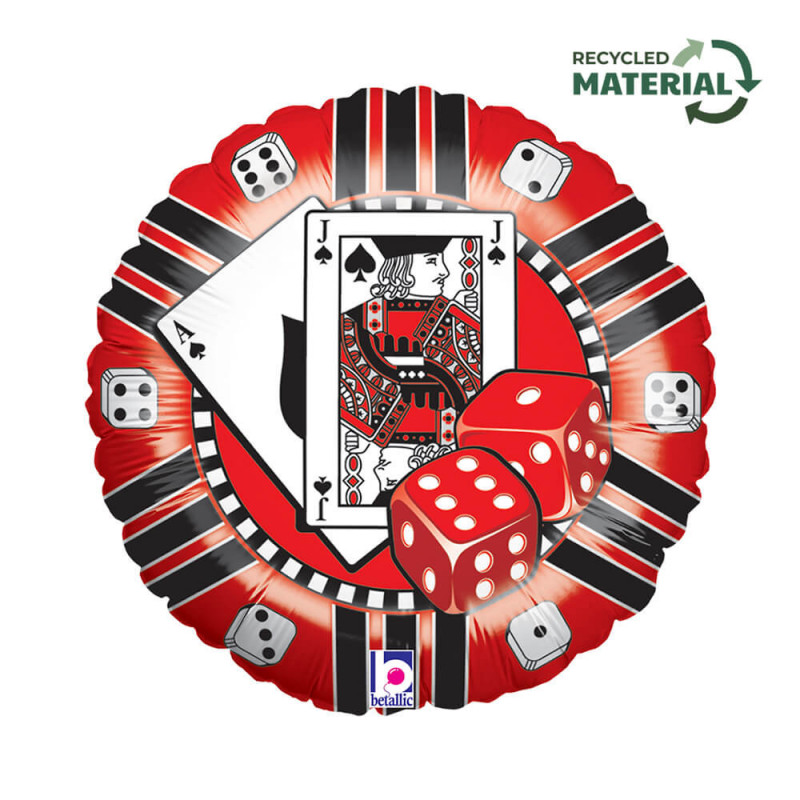 Ballon rond aluminium Thème Casino R18 Casino Chip Grabo