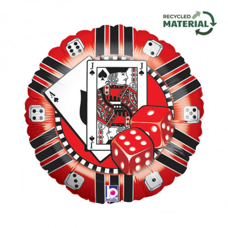 Ballon rond aluminium Thème Casino R18 Casino Chip Grabo